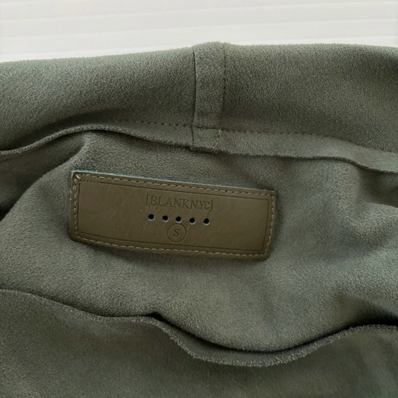 Blank NYC Jacket Faux Suede Draped Moto Green - Picture 5 of 8